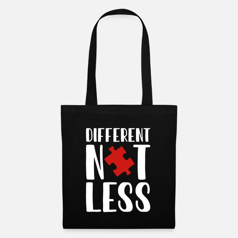 Different Not Less Autismus Shirt - Stoffbeutel - Schwarz