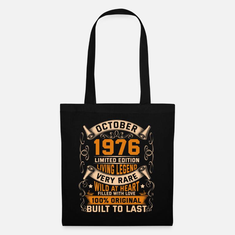 Birthday Legends 100% Original October 1976 - Stoffbeutel - Schwarz