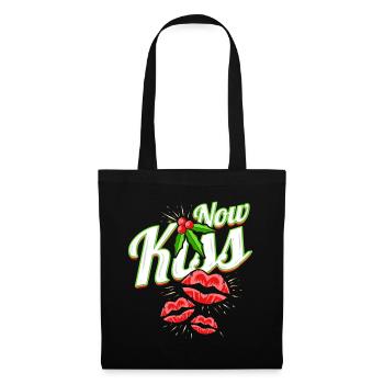 Now Kiss Mistletoe For A Merry Christmas - Stoffbeutel - Schwarz - Vorne