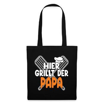 Hier Grillt Der Papa - Stoffbeutel - Schwarz - Vorne