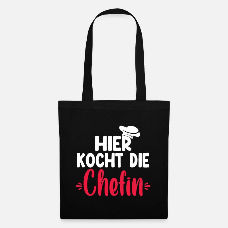 Hier Kocht Die Chefin - Stoffbeutel - Schwarz