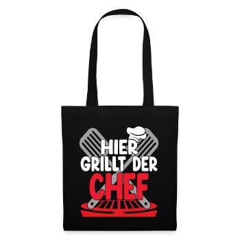Hier Grillt Der Chef - Stoffbeutel - Schwarz - Vorne