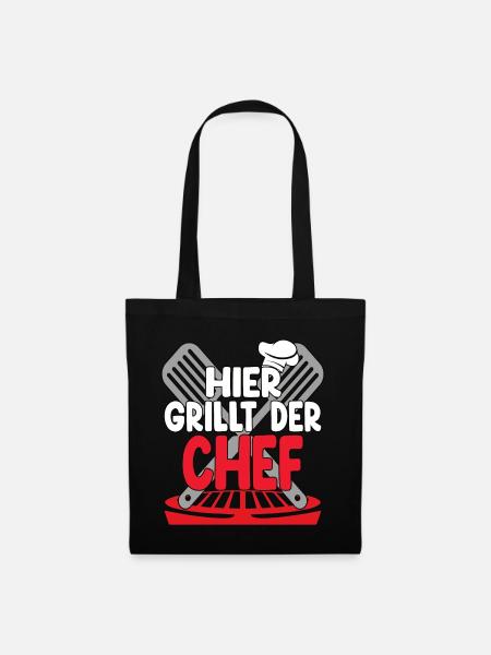 Hier Grillt Der Chef - Stoffbeutel - Schwarz