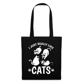 Propriétaire de chat Mignon Amoureux des chats J’aime vraiment les chats - Sac en tissu - noir - Devant
