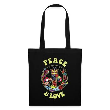 Hippie Geschenk Acidhead Flowerpower Hippi Hippy - Stoffbeutel - Schwarz - Vorne
