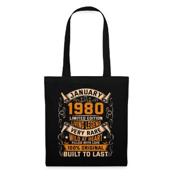 Birthday Legends 100% Original January 1980 - Stoffbeutel - Schwarz - Vorne