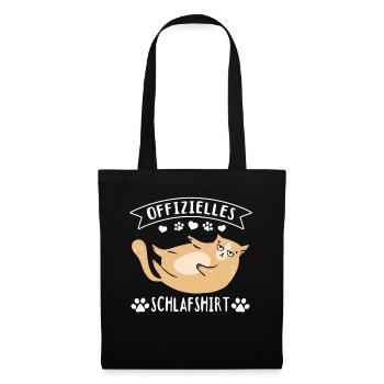 Katzen Schlafshirt Offizielles Schlafshirt Katze - Stoffbeutel - Schwarz - Vorne