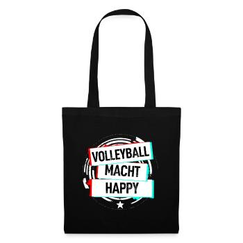 Volleyball Macht Happy - Stoffbeutel - Schwarz - Vorne