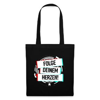 Folge Deinem Herzen! - Stoffbeutel - Schwarz - Vorne