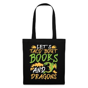 Bücherwurm Drache Bücher - Stoffbeutel - Schwarz - Vorne