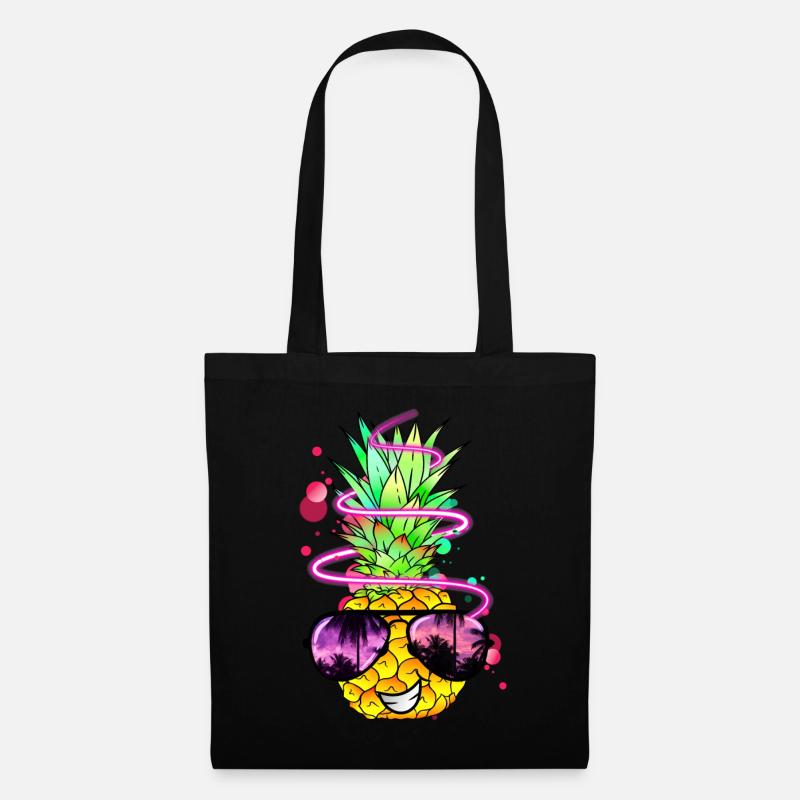 Ananas cool bunt spritzig - Stoffbeutel - Schwarz
