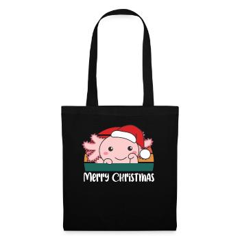 merry Christmas Retro Axolotl Weihnacht - Stoffbeutel - Schwarz - Vorne