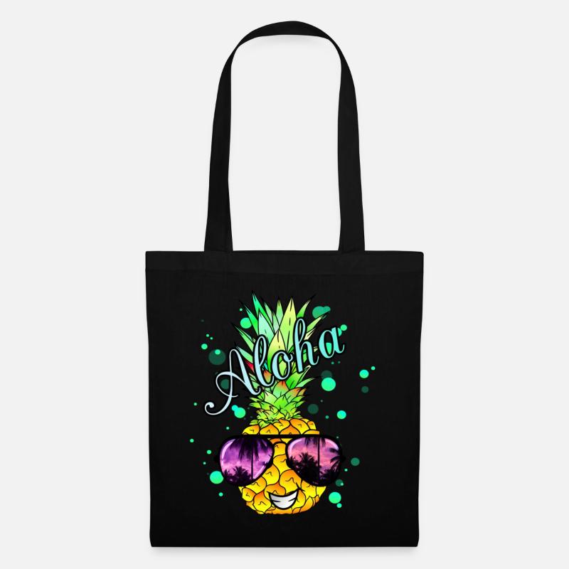 Aloha Ananas mit Farbspritzern - Stoffbeutel - Schwarz