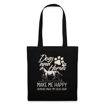 Les chiens et les chevaux me rendent heureux - Sac en tissu - noir - Devant