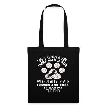 Chiens Chevaux Fille Femme - Sac en tissu - noir - Devant
