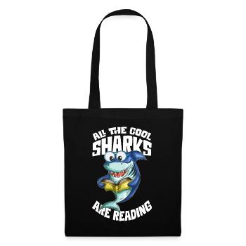 Shark Lit Livre Rat de livre Fan de livre Shark Lovers - Sac en tissu - noir - Devant