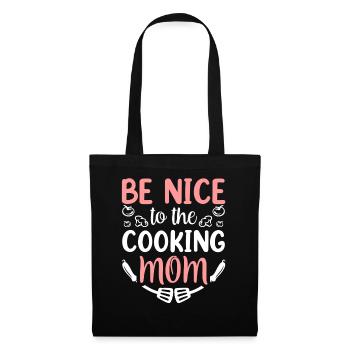Soyez gentil avec la maman cuisinière cuisinier - Sac en tissu - noir - Devant