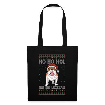 Bulldogge Weihnachten - Stoffbeutel - Schwarz - Vorne