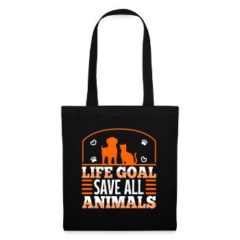 Life goal save all animals - Tote Bag - black - Front
