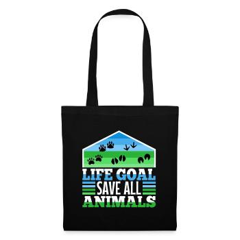 Life goal save all animals - Tote Bag - black - Front
