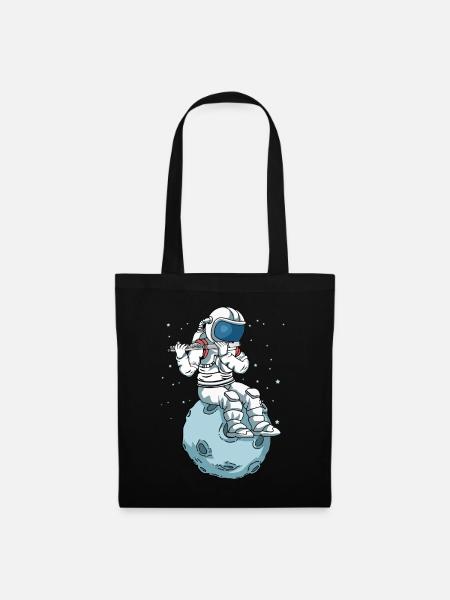 Querflöte Geschenk Kinder Astronaut Musik Flöte - Stoffbeutel - Schwarz