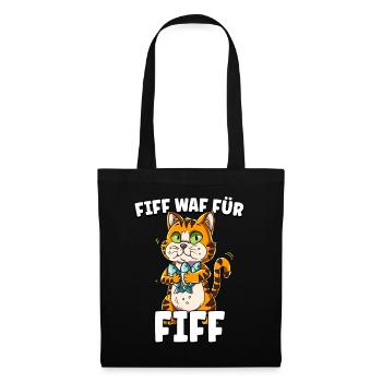 Katze Fisch - Stoffbeutel - Schwarz - Vorne
