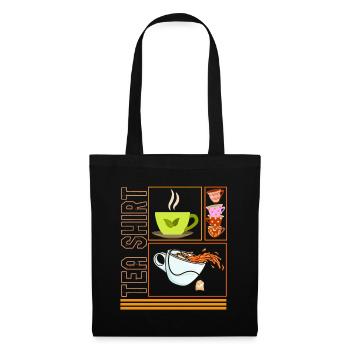 Tea Shirt, Pile Of Tea Cups Design, Tea Addict - Tote Bag - black - Front