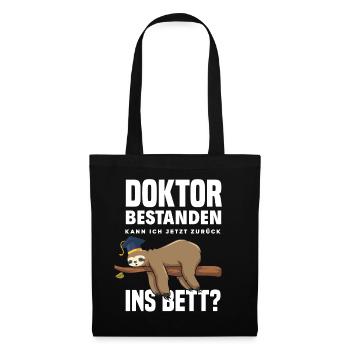 Doktortitel Faultier Müde Geschenk - Stoffbeutel - Schwarz - Vorne