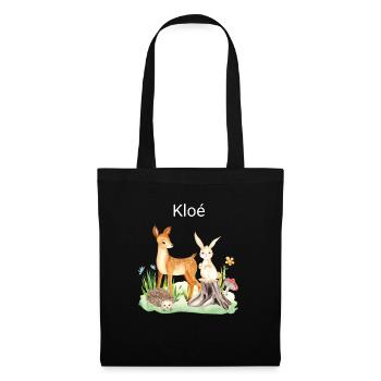 Animal deer rabbit hedgehog Kloé - Stoffbeutel - Schwarz - Vorne