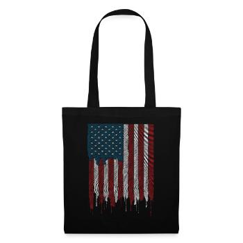 Amerikanischer Flagge USA United States Of America - Stoffbeutel - Schwarz - Vorne