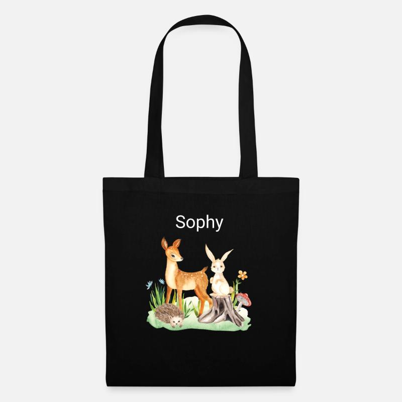 Animal deer rabbit hedgehog Sophy - Tote Bag - black