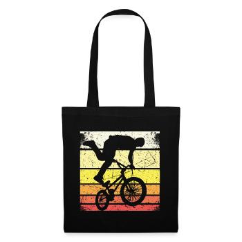 BMX Shirt Fahrrad Fahren Downhill Vintage Retro - Stoffbeutel - Schwarz - Vorne