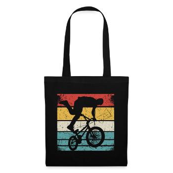 BMX Shirt Fahrrad Fahren Downhill Vintage Retro - Stoffbeutel - Schwarz - Vorne