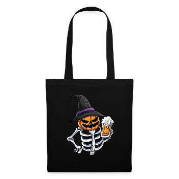 Skeleton Pumpkin Face - Tote Bag - black - Front