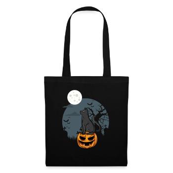 Chat noir sur citrouille - Sac en tissu - noir - Devant