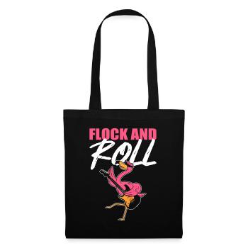 Flock n Roll Flamingo Rock and Roll - Stoffbeutel - Schwarz - Vorne