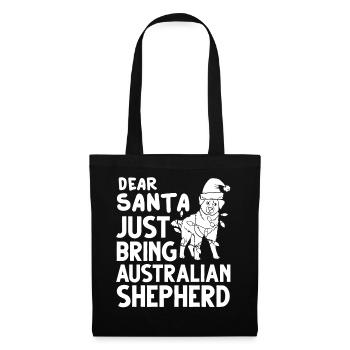 Australian Shepherd Weihnachten Hund Welpe - Stoffbeutel - Schwarz - Vorne