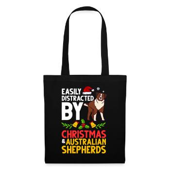 Australian Shepherd Weihnachten Hund Welpe - Stoffbeutel - Schwarz - Vorne