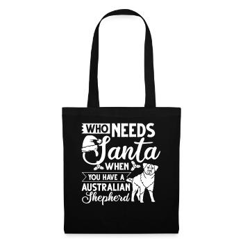 Australian Shepherd Weihnachten Hund Welpe - Stoffbeutel - Schwarz - Vorne