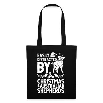 Australian Shepherd Weihnachten Hund Welpe - Stoffbeutel - Schwarz - Vorne