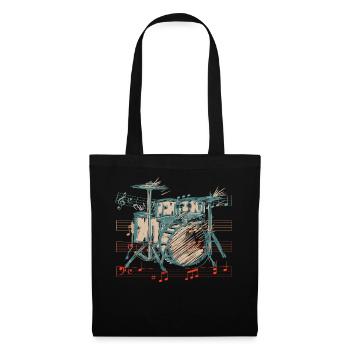 Batterie Batteur Musicien Batteur - Sac en tissu - noir - Devant