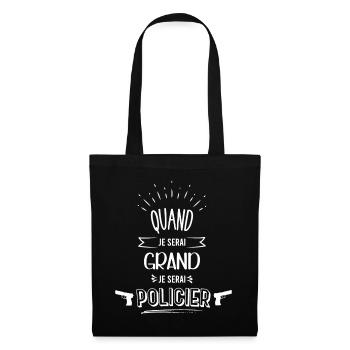 Futur Policier Idée Cadeau Garçon - Sac en tissu - noir - Devant