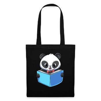 Panda Lesebuch - Stoffbeutel - Schwarz - Vorne