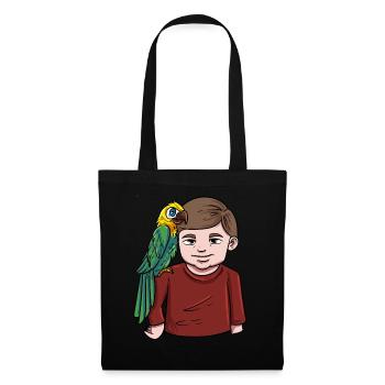 Boy with parrot - Tote Bag - black - Front