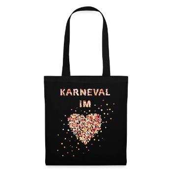 Karneval im Herzen Fasching Konfetti Kostümersatz - Stoffbeutel - Schwarz - Vorne