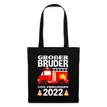 Großer Bruder Von Zwillingen 2022 Feuerwehr - Stoffbeutel - Schwarz - Vorne