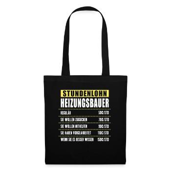 Stundenlohn Heizungsbauer - Stoffbeutel - Schwarz - Vorne