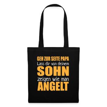 Papa Lass Von Deinem Sohn Zeigen Wie Man Angelt - Stoffbeutel - Schwarz - Vorne