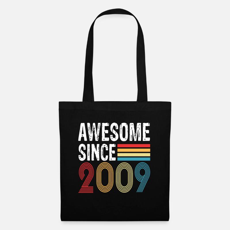 Awesome Since 2009 Geburtstag 2009 Vintage 2009 - Stoffbeutel - Schwarz