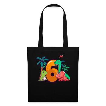 6th Birthday Trex Triceratops Dinosaur 6 years - Tote Bag - black - Front